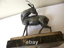 Sculpture bronze argenté animalier antilope ART DECO