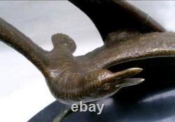 Sculpture bronze signé Elise Guy Art Déco Mouette en Plein Vol devant une Voile