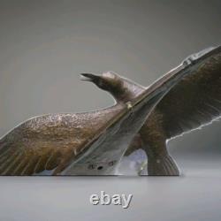 Sculpture bronze signé Elise Guy Art Déco Mouette en Plein Vol devant une Voile