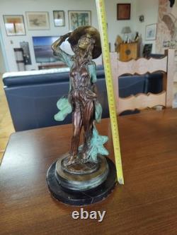 Sculpture bronze statue femme Art Nouveau déco H 37, poids 5,200 kgs