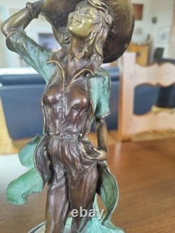 Sculpture bronze statue femme Art Nouveau déco H 37, poids 5,200 kgs