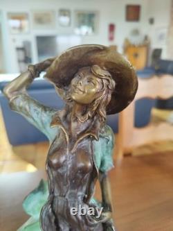 Sculpture bronze statue femme Art Nouveau déco H 37, poids 5,200 kgs