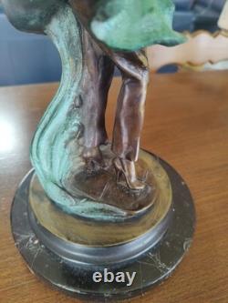 Sculpture bronze statue femme Art Nouveau déco H 37, poids 5,200 kgs