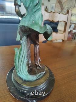 Sculpture bronze statue femme Art Nouveau déco H 37, poids 5,200 kgs