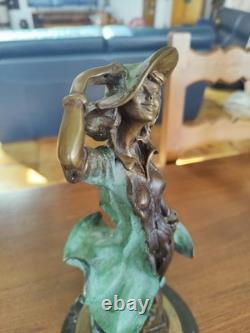 Sculpture bronze statue femme Art Nouveau déco H 37, poids 5,200 kgs