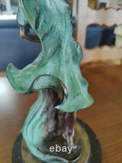 Sculpture bronze statue femme Art Nouveau déco H 37, poids 5,200 kgs