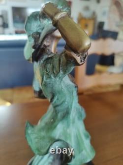 Sculpture bronze statue femme Art Nouveau déco H 37, poids 5,200 kgs