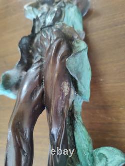 Sculpture bronze statue femme Art Nouveau déco H 37, poids 5,200 kgs