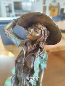 Sculpture bronze statue femme Art Nouveau déco H 37, poids 5,200 kgs