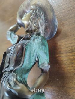 Sculpture bronze statue femme Art Nouveau déco H 37, poids 5,200 kgs