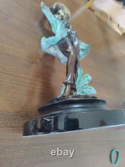 Sculpture bronze statue femme Art Nouveau déco H 37, poids 5,200 kgs