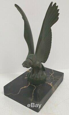 Sculpture cassée MAX LE VERRIER vautour oiseau regule bronze FONTE ART deco 1930