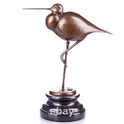Sculpture d'oiseau en bronze Art déco sur socle en marbre noir d'après Juno