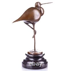 Sculpture d'oiseau en bronze Art déco sur socle en marbre noir d'après Juno