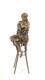 Sculpture D'une Dame Sur Barchair Art Déco En Bronze D'après Pierre Colinet