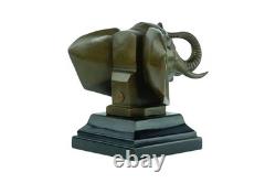 Sculpture d'une Tête d'éléphant en bronze Art déco d'après F. Bazin