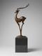 Sculpture De Cerf Art D&eacute;co En Bronze Patin&eacute; Sign&eacute; Coenrad Sur Socle Effet Marbre