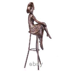 Sculpture de femme en bronze Art Déco sur tabouret d'après Demetre chiparus