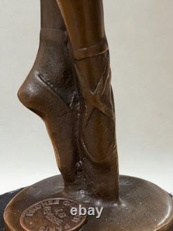 Sculpture en bronze Art Déco Danseuse ballerine Signée Milo Cachet bronze