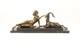 Sculpture En Bronze Art Déco D'une Femme Avec Une Antilope D'après A. Vitaleh