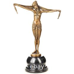 Sculpture en bronze Art Déco danseuse avec écharpe d'après Demetre Chiparus