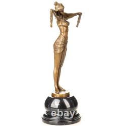 Sculpture en bronze Art Déco danseuse avec écharpe d'après Demetre Chiparus