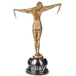 Sculpture en bronze Art Déco danseuse avec écharpe d'après Demetre Chiparus