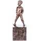 Sculpture En Bronze Art Déco Le Garçon Skieur D'après Ferdinand Preiss