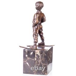 Sculpture en bronze Art déco Le garçon skieur d'après Ferdinand Preiss