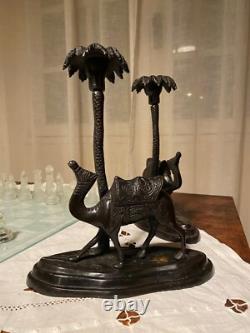 Sculpture en bronze, Bronze Animalier époque art déco, 2 bougeoirs, vers 1900