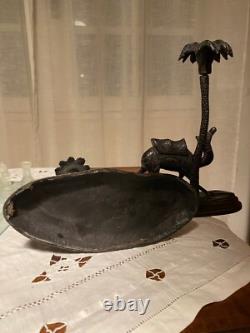 Sculpture en bronze, Bronze Animalier époque art déco, 2 bougeoirs, vers 1900