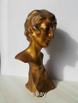 Sculpture en bronze C. BINDER 1910/20 buste de femme art nouveau art deco statue