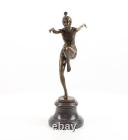 Sculpture en bronze d'une danseuse Art déco d'après Ferdinand Preiss