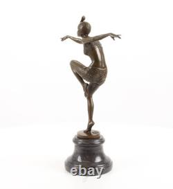 Sculpture en bronze d'une danseuse Art déco d'après Ferdinand Preiss