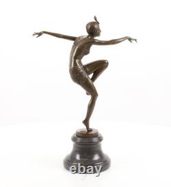 Sculpture en bronze d'une danseuse Art déco d'après Ferdinand Preiss