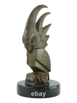 Sculpture en bronze mascott de voiture cacatoès Art déco d'après E. Bourcart