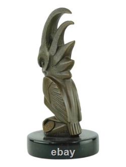 Sculpture en bronze mascott de voiture cacatoès Art déco d'après E. Bourcart