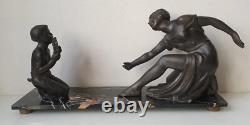 Sculpture femme dieu pan régule marbre dlg joseph d ast art deco no bronze