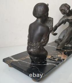 Sculpture femme dieu pan régule marbre dlg joseph d ast art deco no bronze