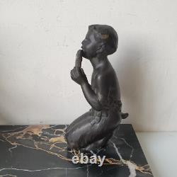 Sculpture femme dieu pan régule marbre dlg joseph d ast art deco no bronze