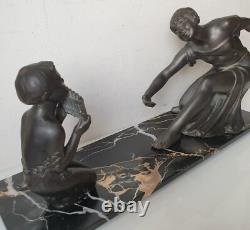 Sculpture femme dieu pan régule marbre dlg joseph d ast art deco no bronze