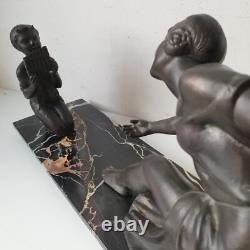 Sculpture femme dieu pan régule marbre dlg joseph d ast art deco no bronze