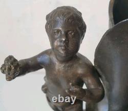 Sculpture soliflore ange cherubin garnier bronze art nouveau deco 1900 putti