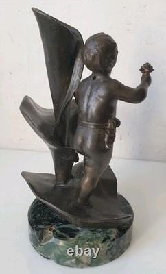 Sculpture soliflore ange cherubin garnier bronze art nouveau deco 1900 putti