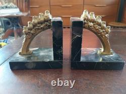 Serre Livres Art Deco Louis Albert Carvin En Bronze Oiseaux Branches Non Signe