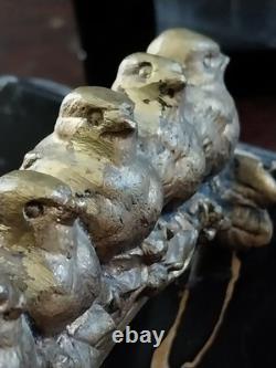 Serre Livres Art Deco Louis Albert Carvin En Bronze Oiseaux Branches Non Signe