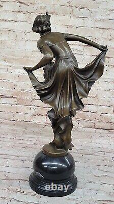 Signe Bronze Art Déco Statue Ventre Danseuse Sculpture Maison Bureau Décoration