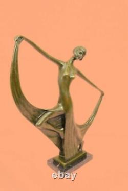 Signé Milo Original Véritable Bronze Statue Art Déco Dancer Sculpture Décor