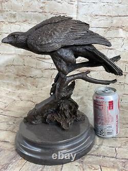 Signe Original Art Déco Milo Large Falcon American Eagle Bronze Sculpture Statue