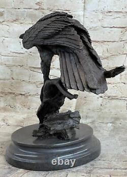 Signe Original Art Déco Milo Large Falcon American Eagle Bronze Sculpture Statue